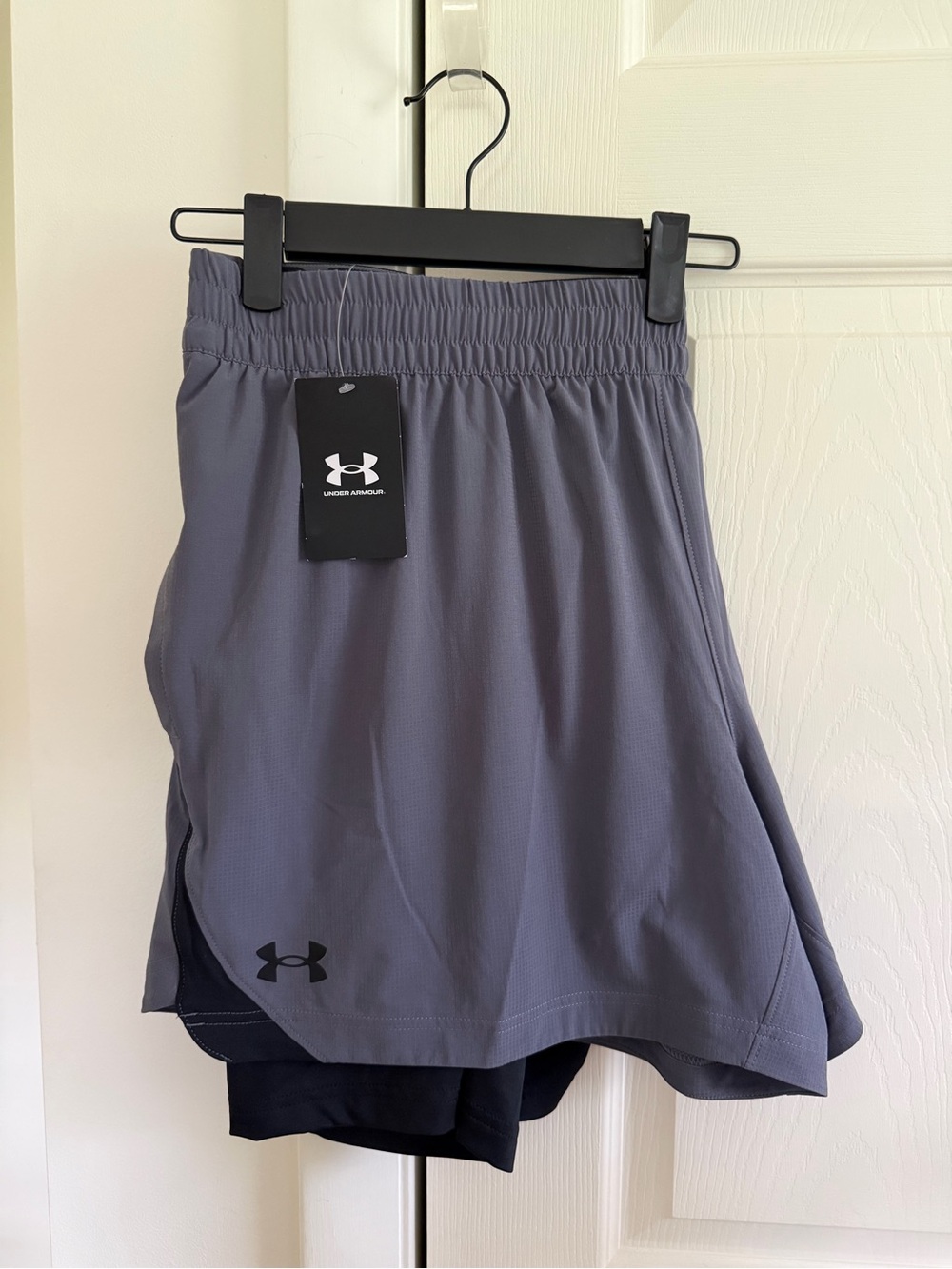 NWT Under Armour Men’s 2XL Elevated Woven 2-in-1 Active Shorts Gray 1383345